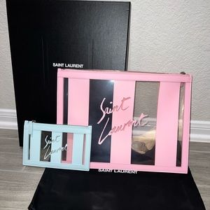 SAINT LAURENT STRIPED POUCHES